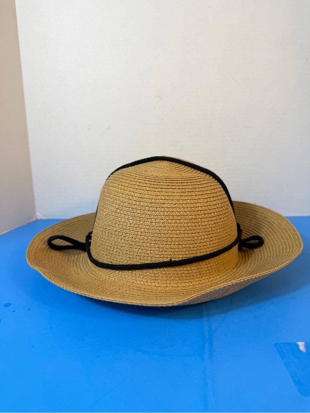 Straw Sun Hat with Black Trim